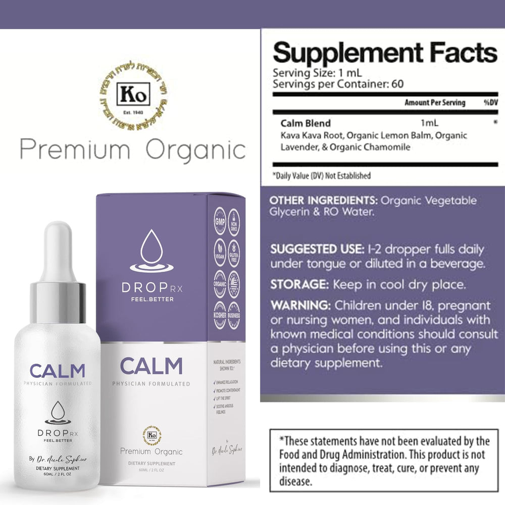 Made in USA branding with DropRx Calm bottle