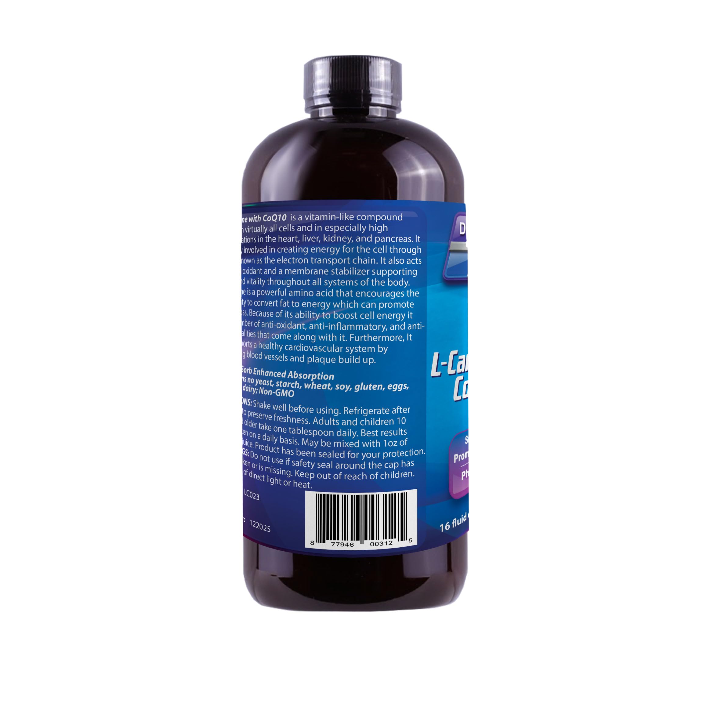 Close-up of Drs Advantage L-Carnitine 16 oz bottle
