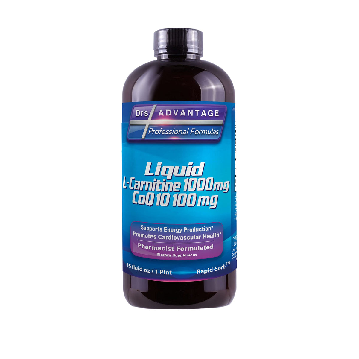 Front view of Drs Advantage L-Carnitine 16 oz bottle