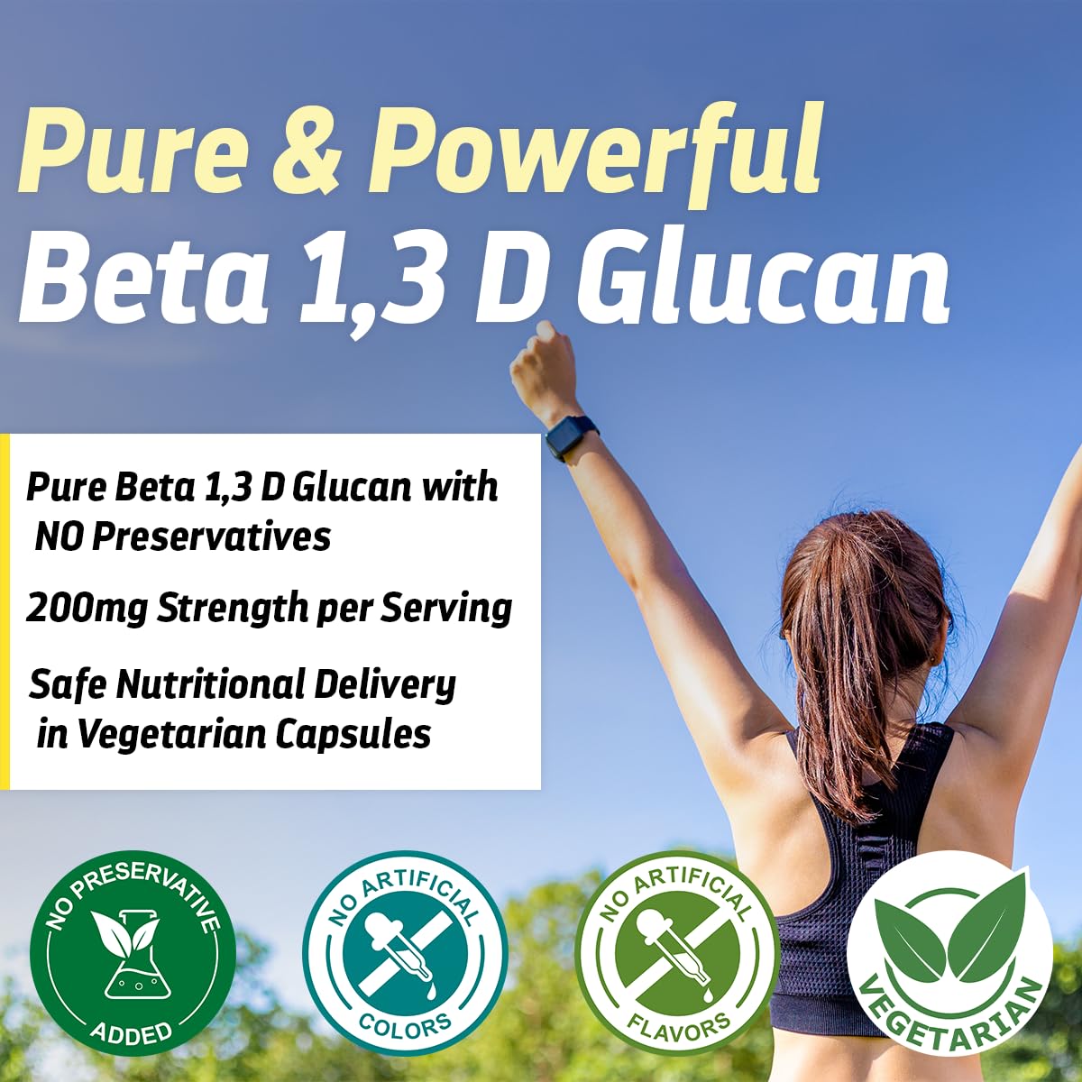 Graphic showing 1,3D beta glucan purity benefits