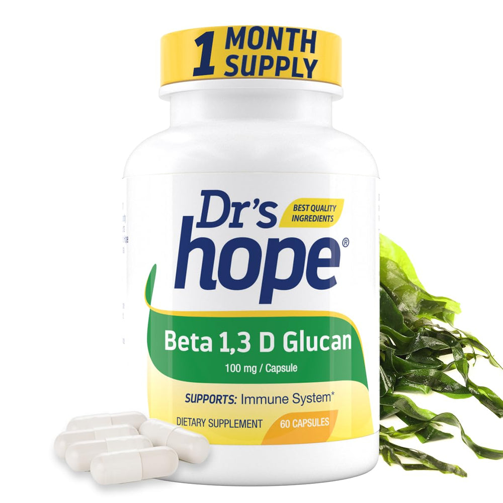 Front view of Dr’s Hope Beta Glucan bottle