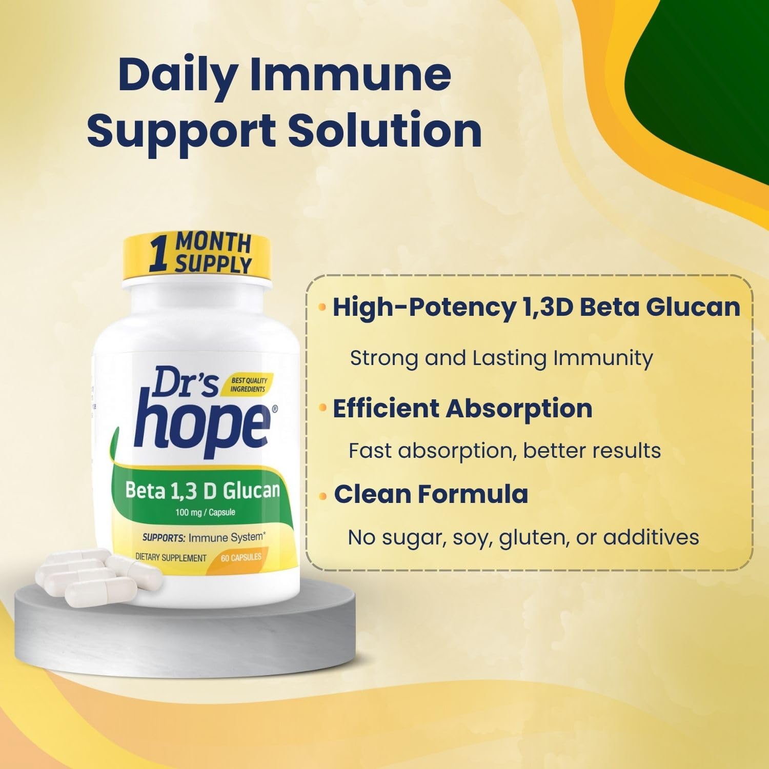 Beta Glucan ingredients and purity label highlight