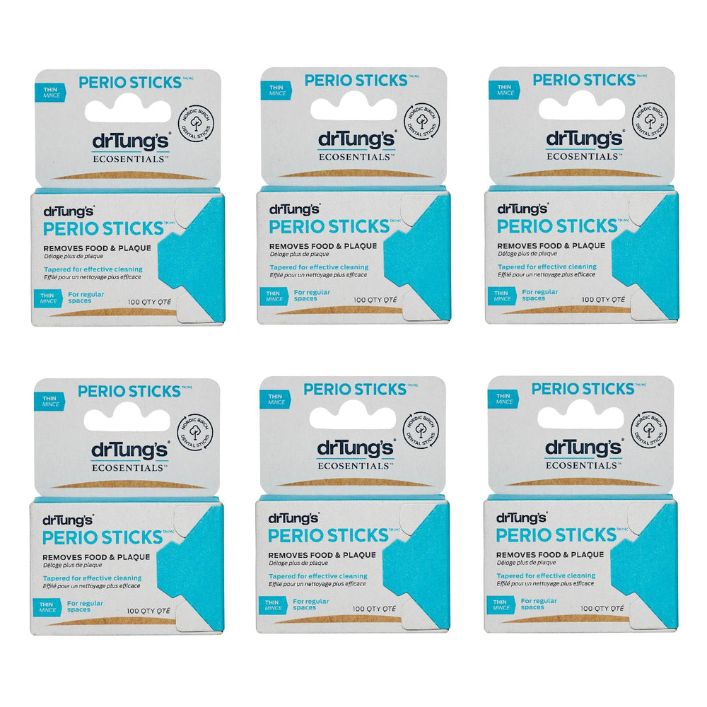 Bulk six-pack of drTung's Perio Sticks with 100-count per pack