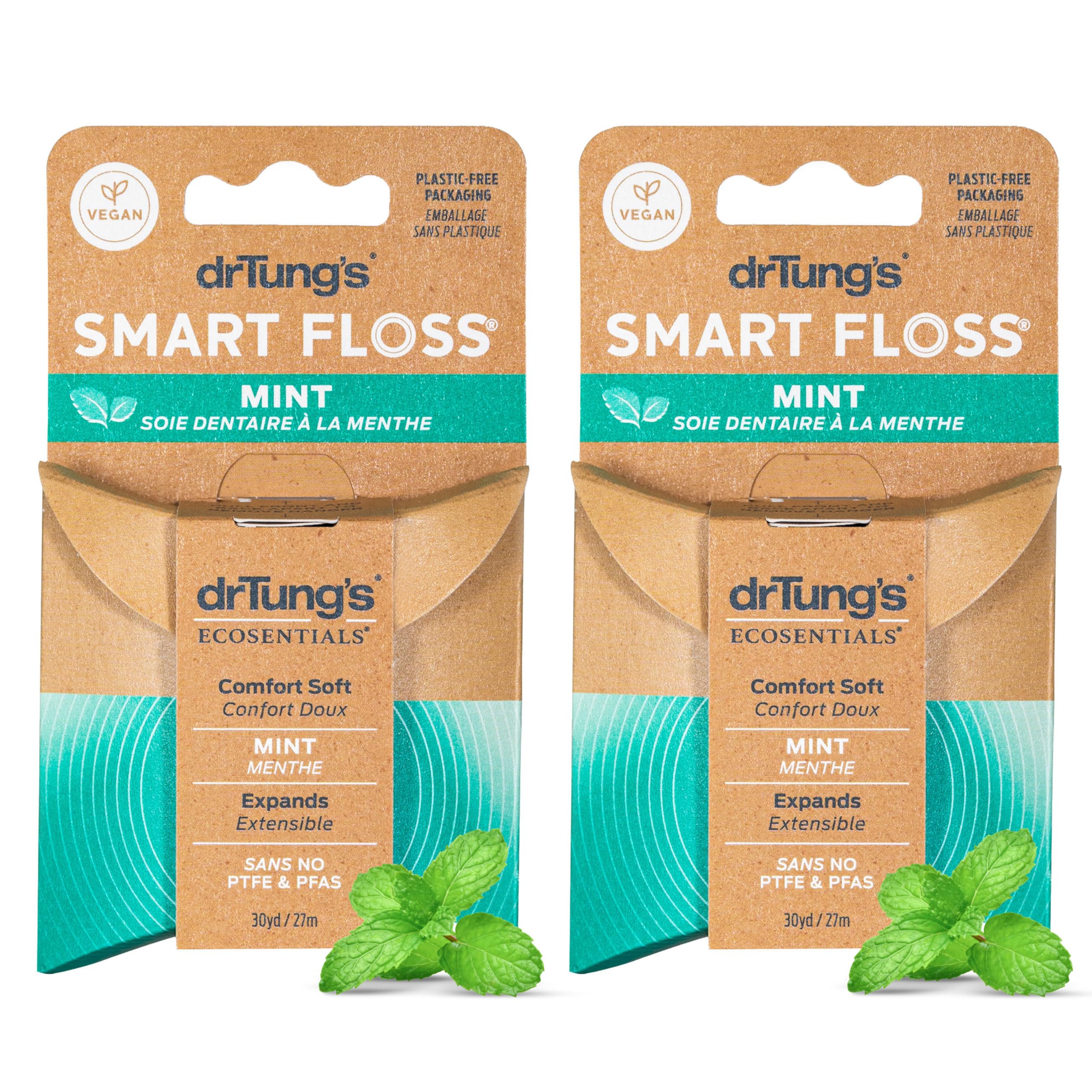 Front view of drTung's Smart Floss Mint Pack of 2