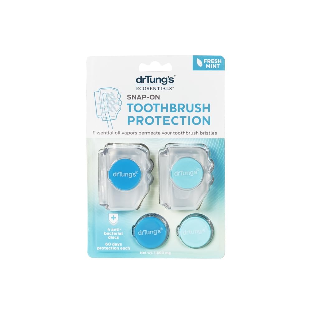 DrTung's Snap-On Toothbrush Protector 2-pack with essential oil vapor release