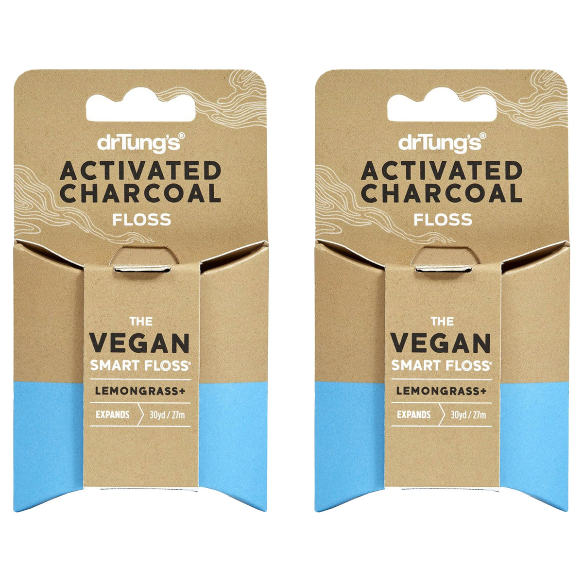 DrTung's Vegan Activated Charcoal Floss Lemongrass flavor in pack of 2