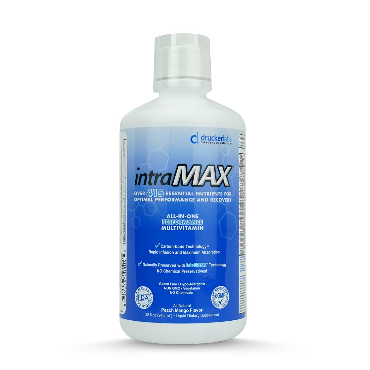 Drucker Labs IntraMAX Peach Mango 32 oz bottle front view