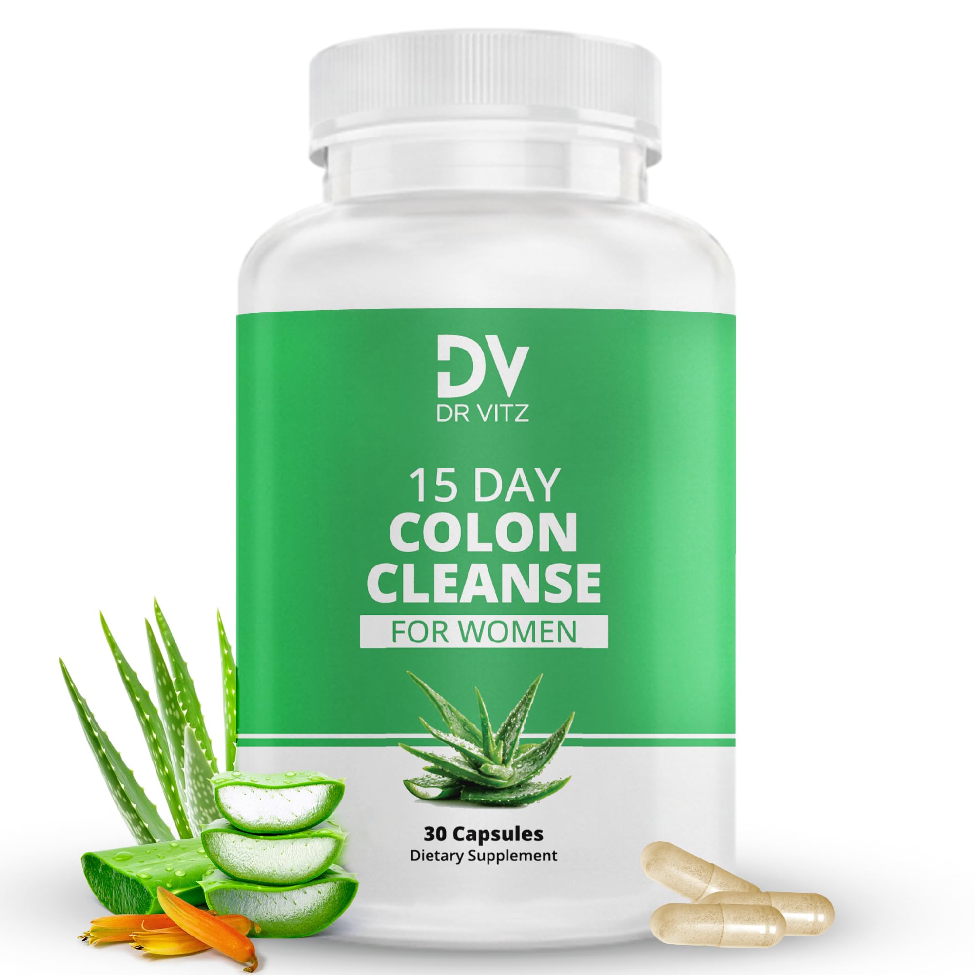 Dr Vitz 15 Day Colon Cleanse bottle and easy daily capsules for gentle detox