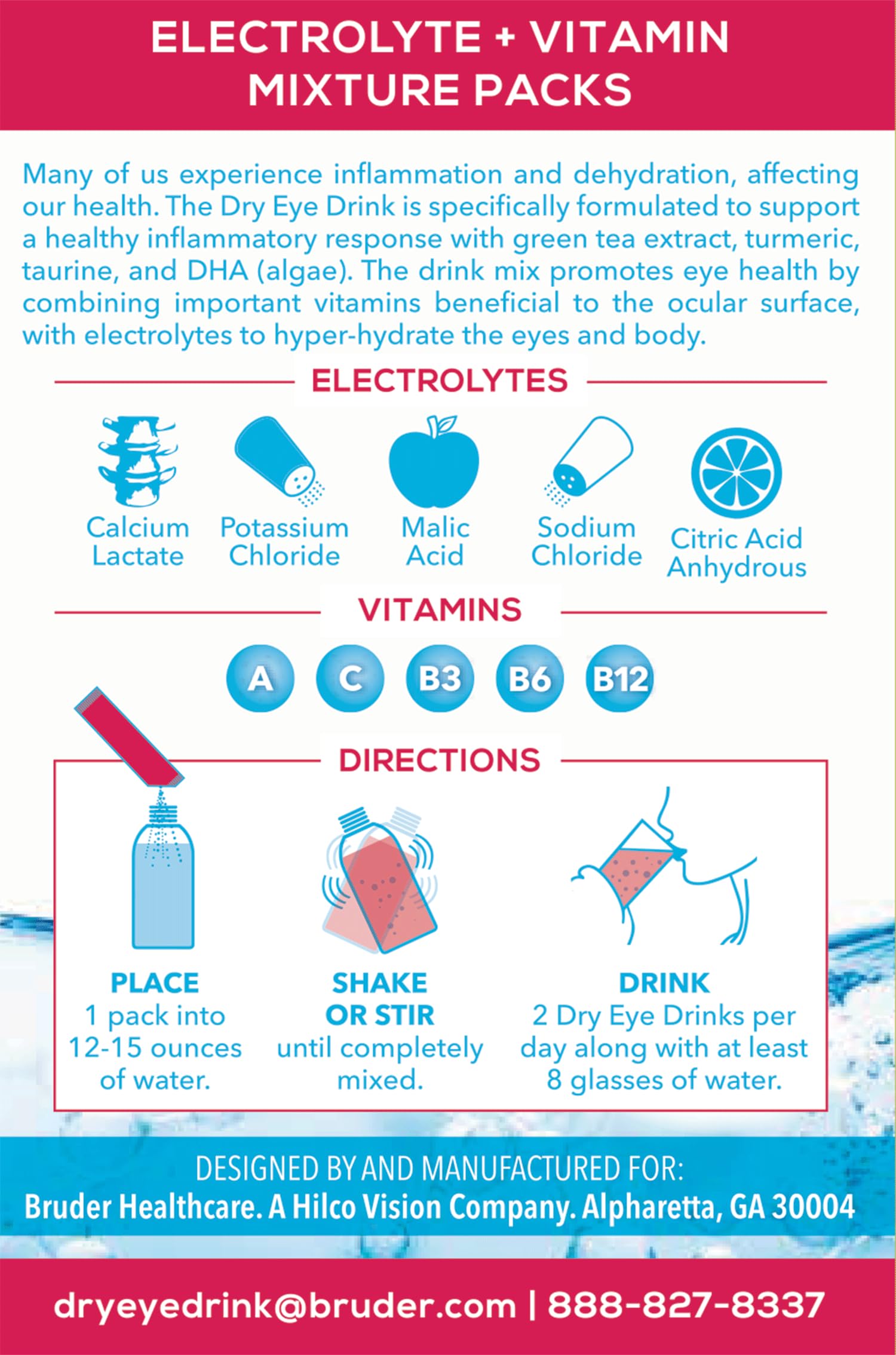 Pouring Dry Eye Drink Mixed Berry into water