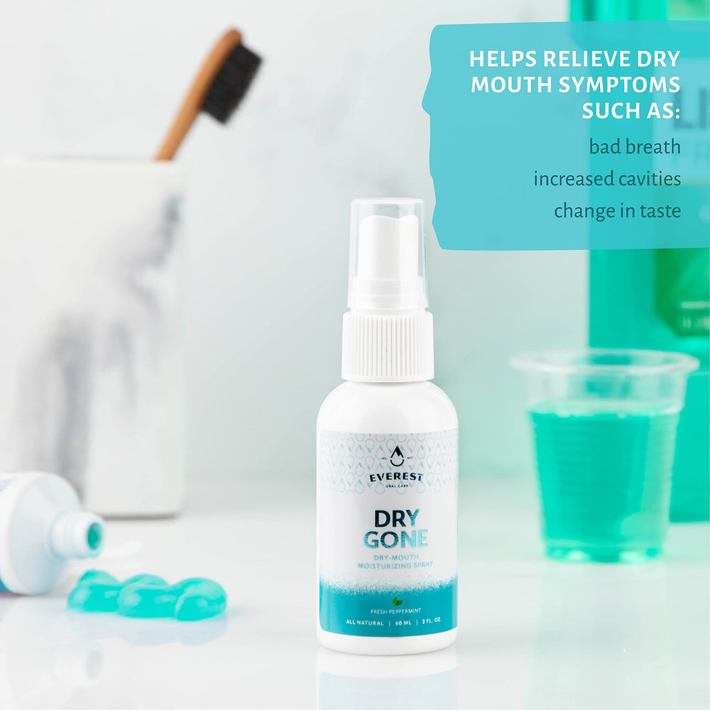 2 oz Dry Gone Throat Moisturizer spray bottle front