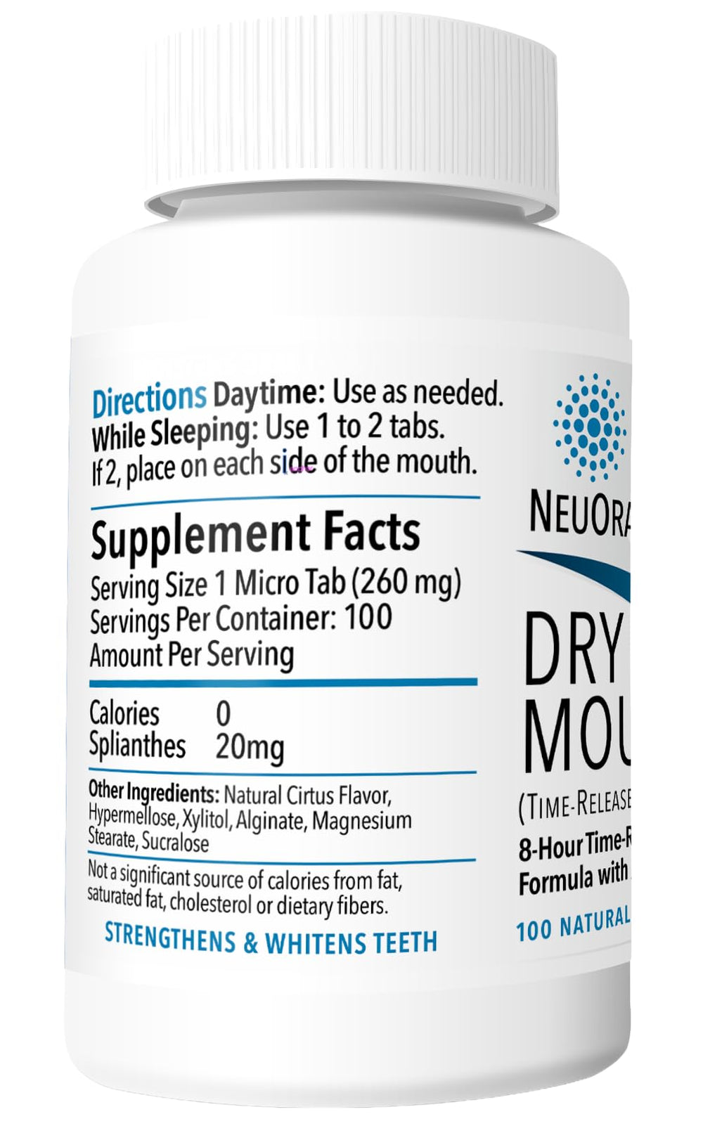 Close-up of Dry Mouth TR micro tabs dissolving on the gumline