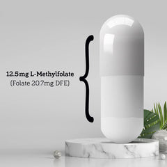 Close-up of DSO L-Methylfolate 12.5 mg label