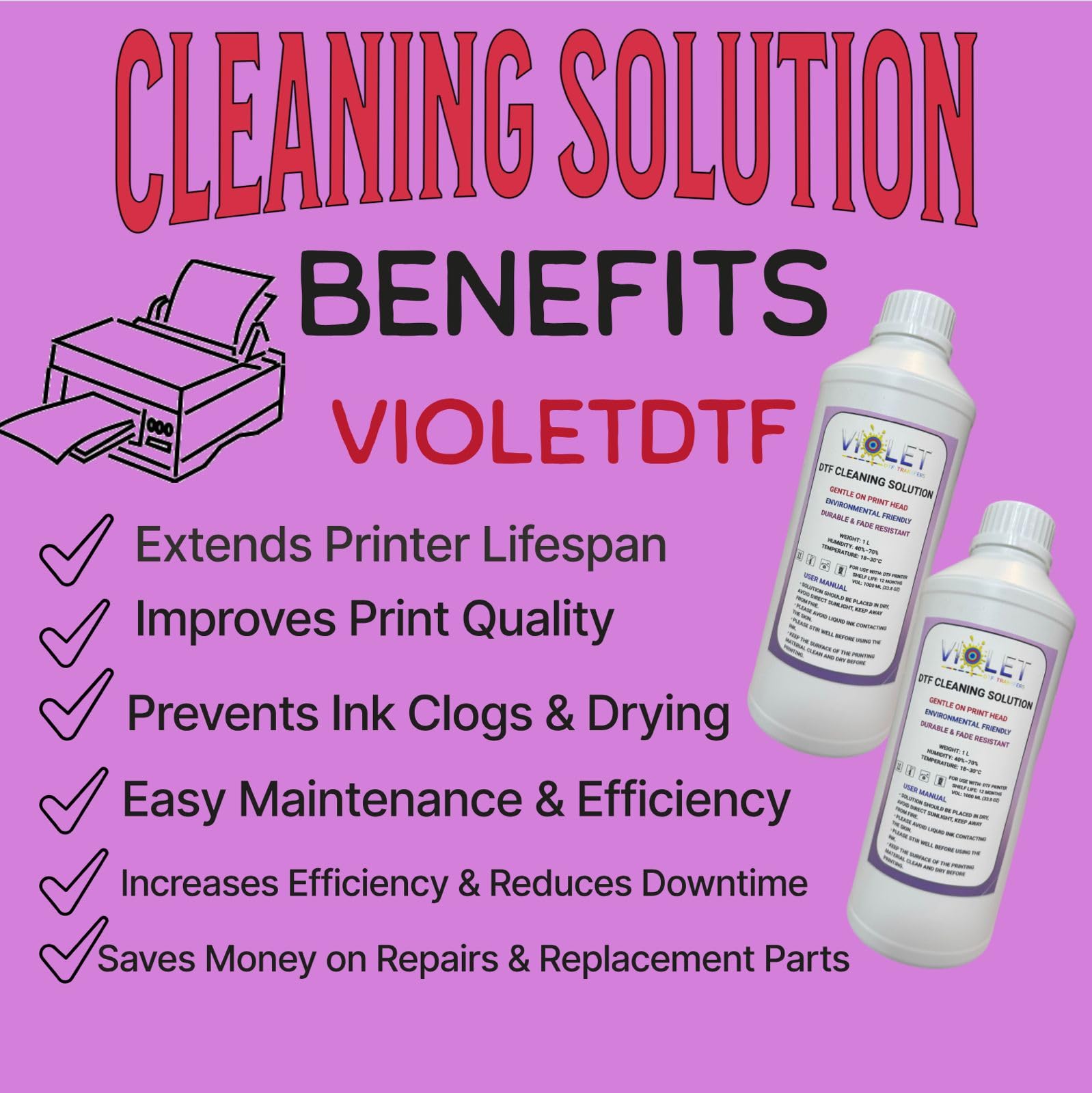 DTF Cleaning Solution 1000ml packaging