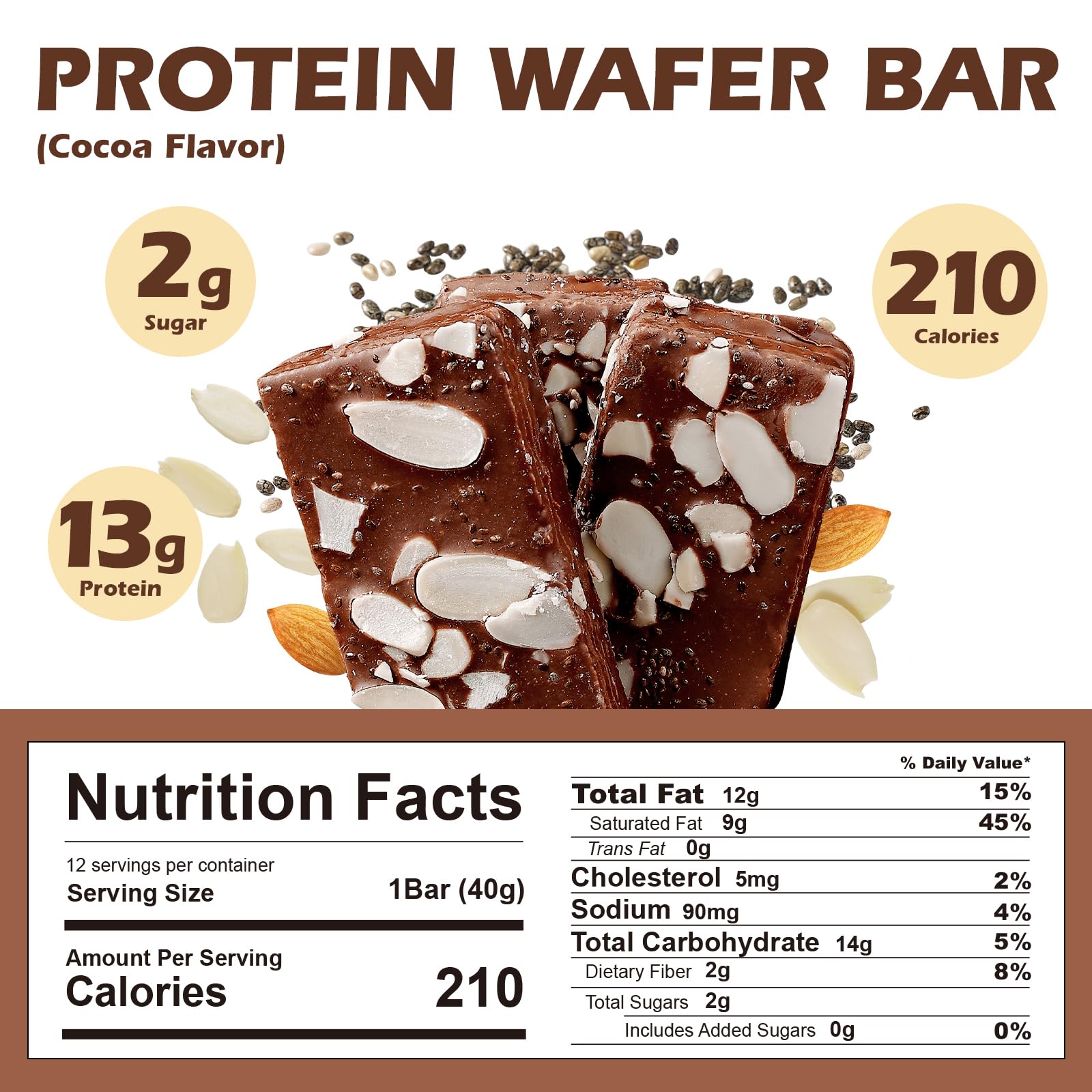 DUJOSOO Protein Wafer Bar with 2g dietary fiber