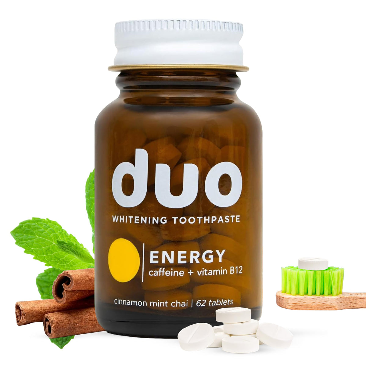 Duo Energy Toothpaste Tablets Cinnamon Mint Chai bottle