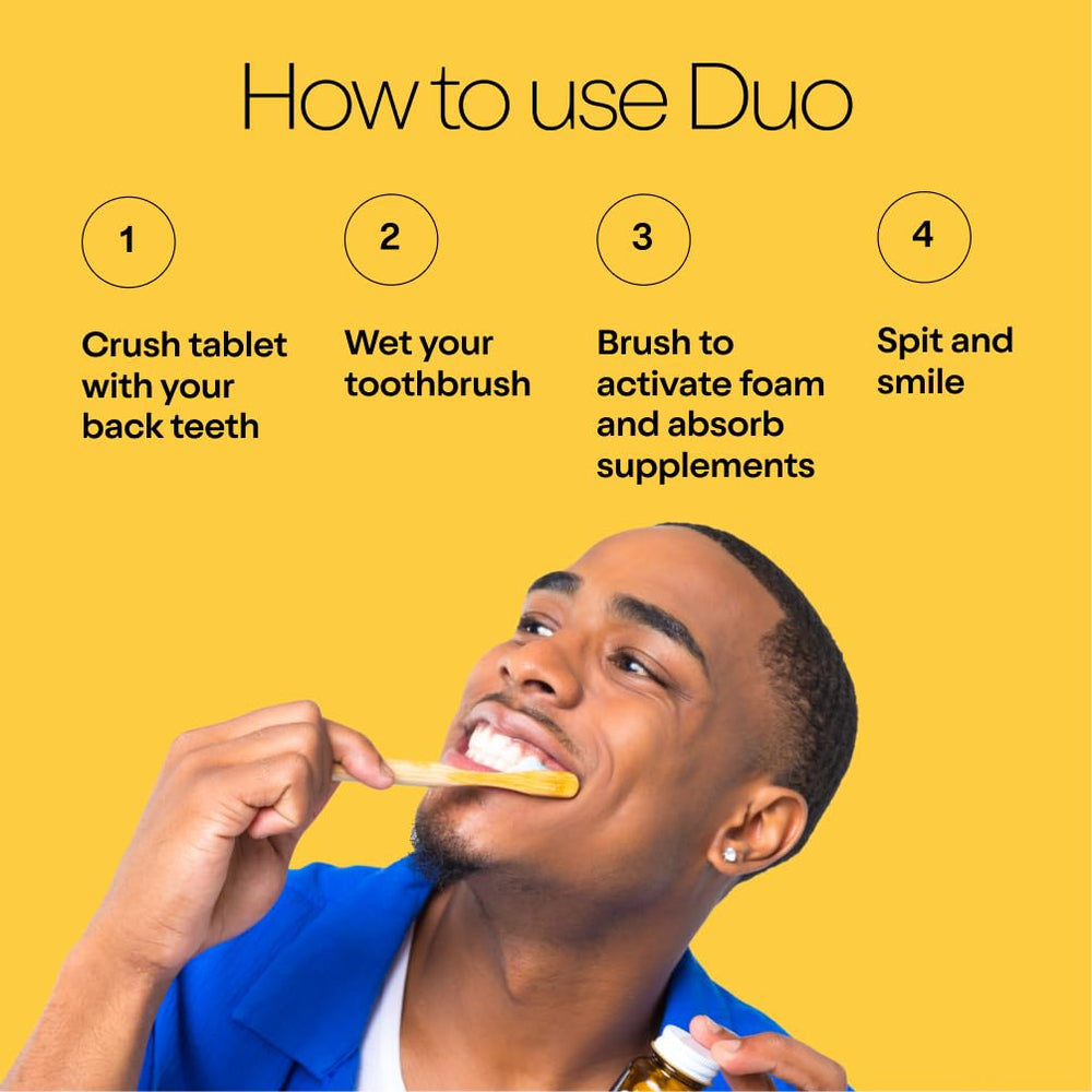 Usage shot showing chew, brush, and rinse