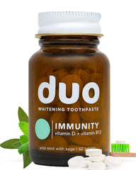 Bottle of Duo Immunity Toothpaste Tablets with 62 tabs