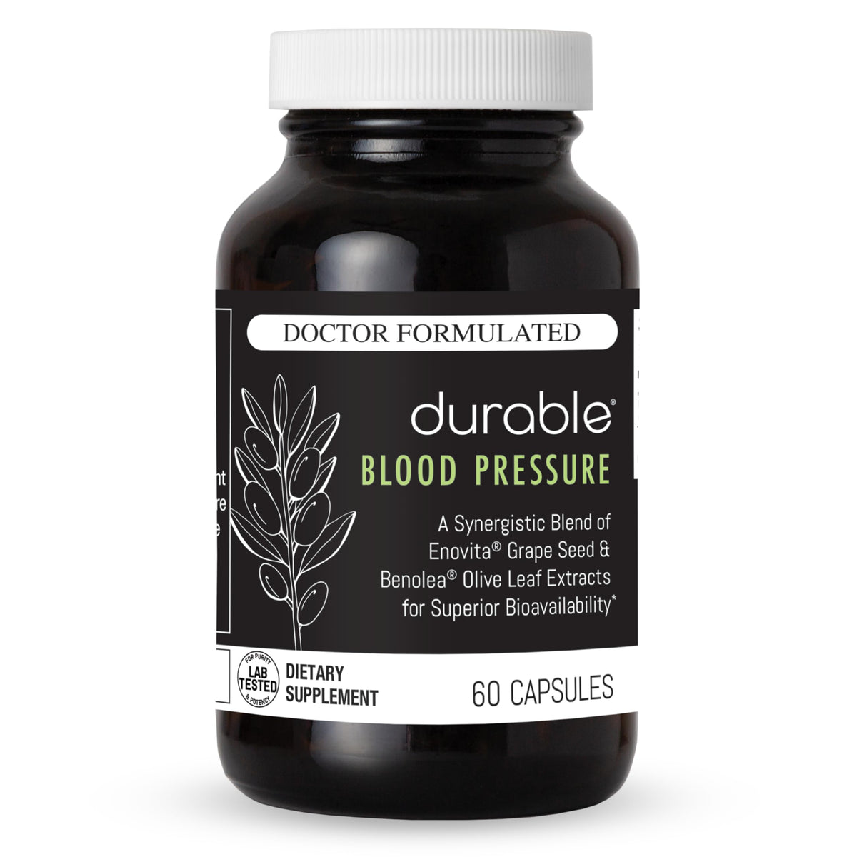 Benolea olive leaf extract capsules for blood pressure support.