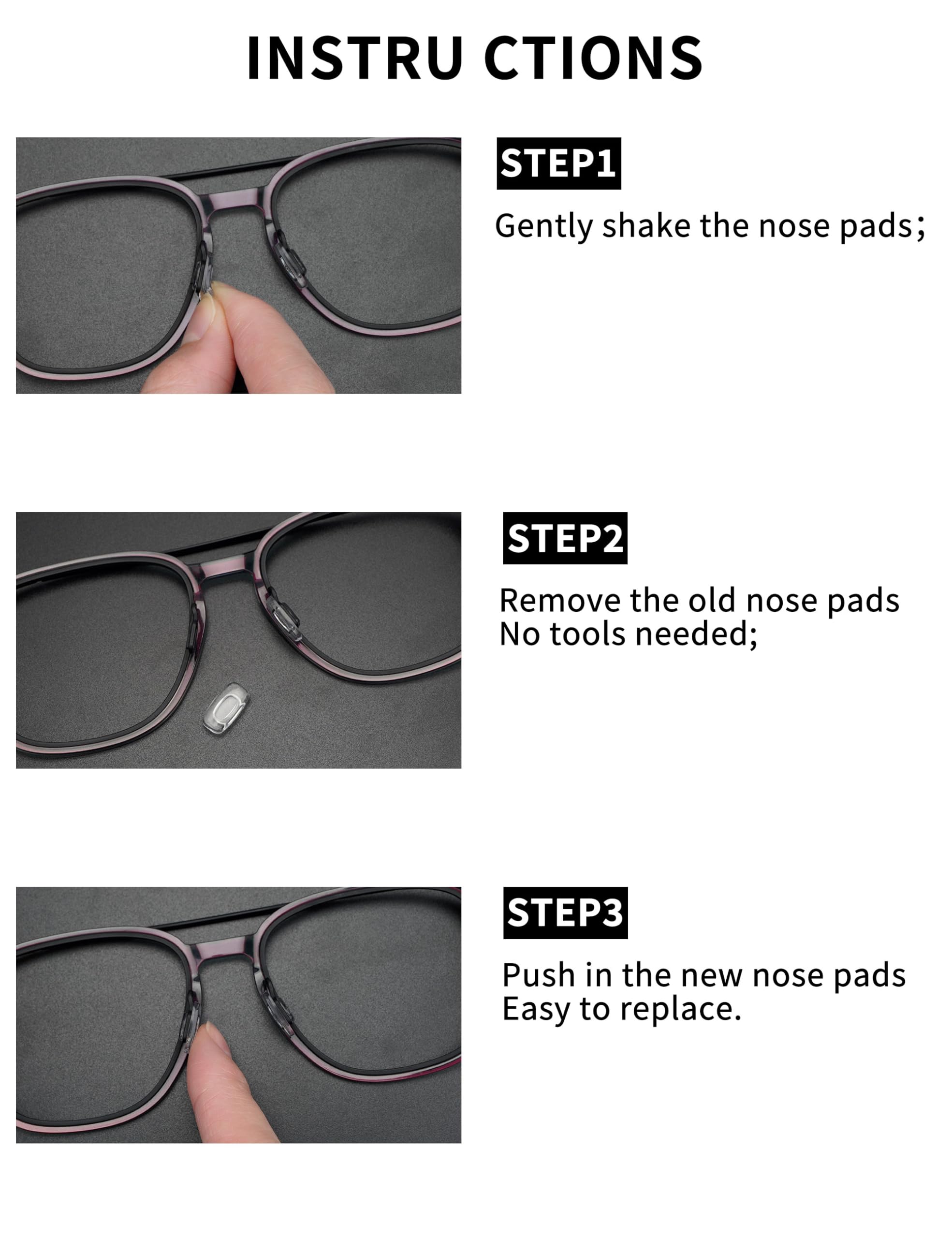 Durable, slip-resistant silicone nose pads