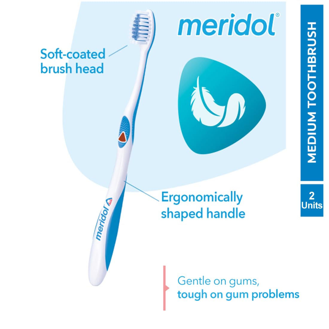 Cylindrical filaments close-up on DurbaLife Gum Health Medium Toothbrush Red/Green