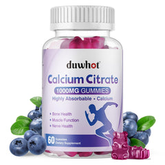 duwhot Calcium Citrate Gummies bottle with blueberry flavor
