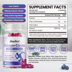 Close-up of blueberry calcium citrate gummy