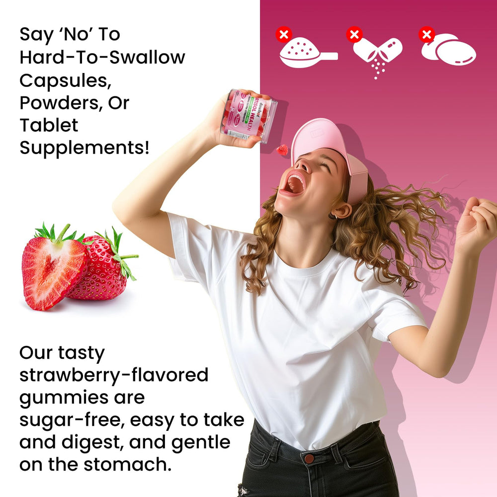 Gummy bottle with gluten-free and non-GMO labels