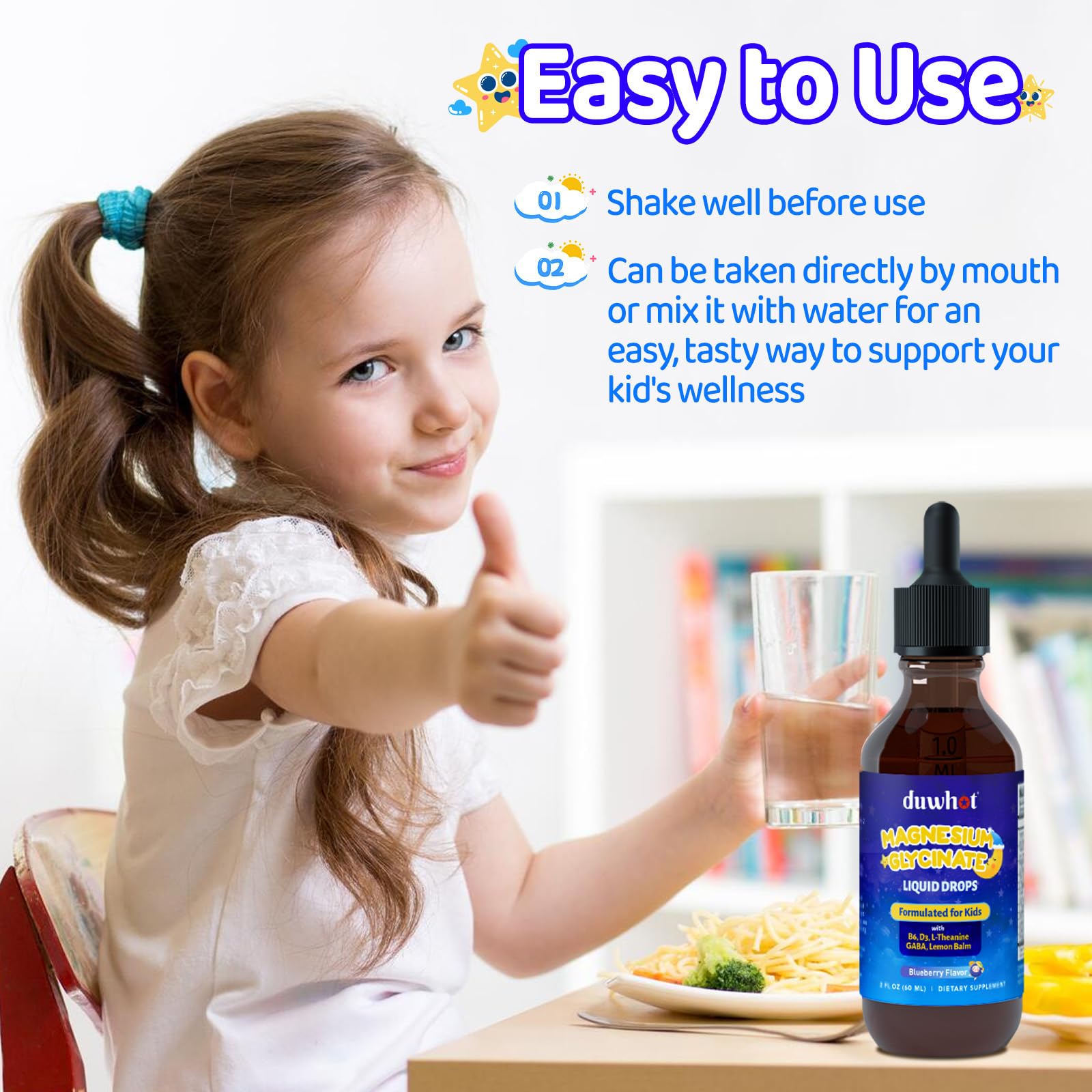 Ingredients graphic for duwhot Kids Magnesium Liquid Drops
