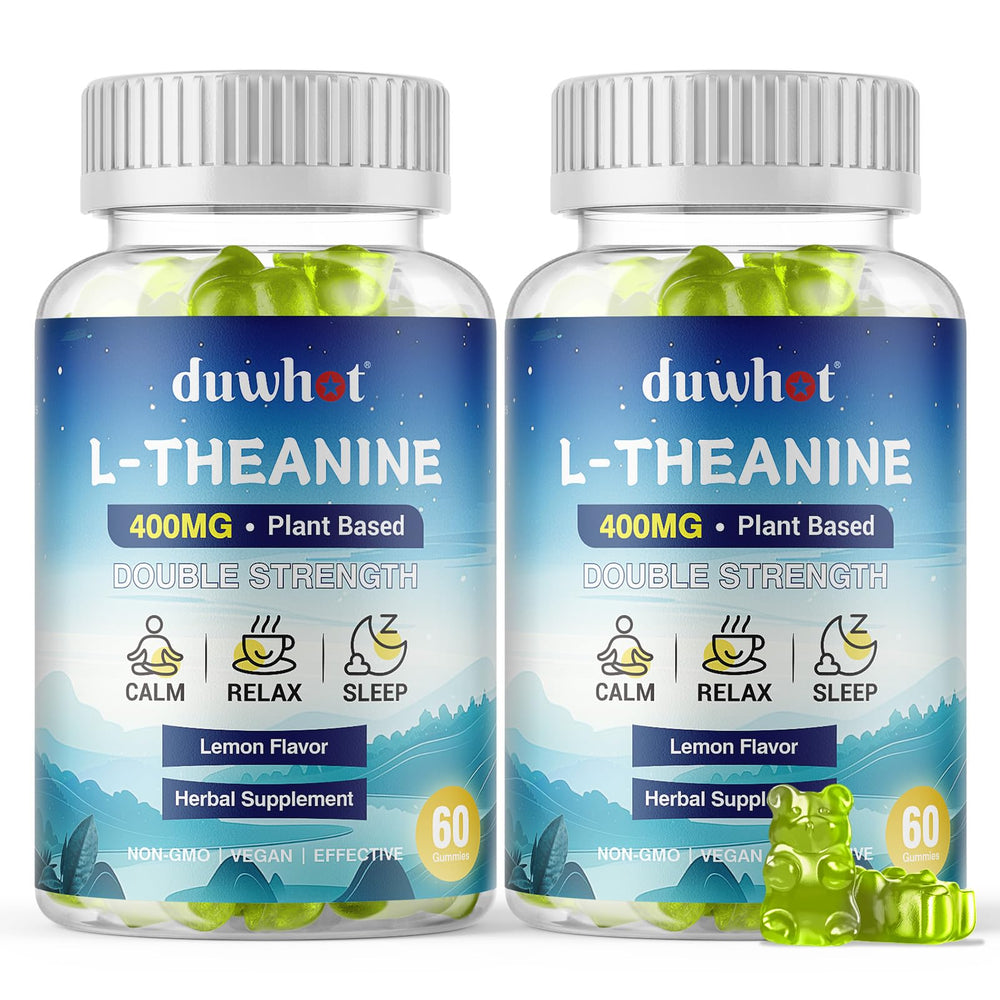 Front view of duwhot L-Theanine Gummies 400mg bottle
