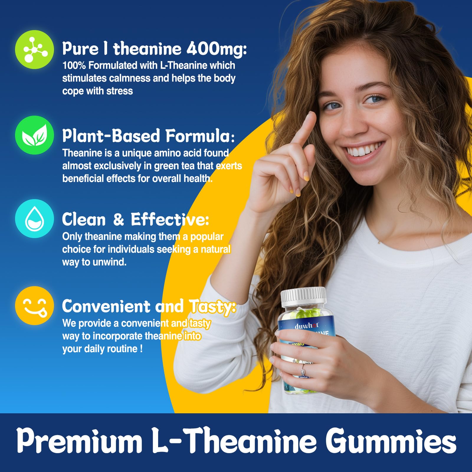 Lemon-flavored vegan L-Theanine gummies
