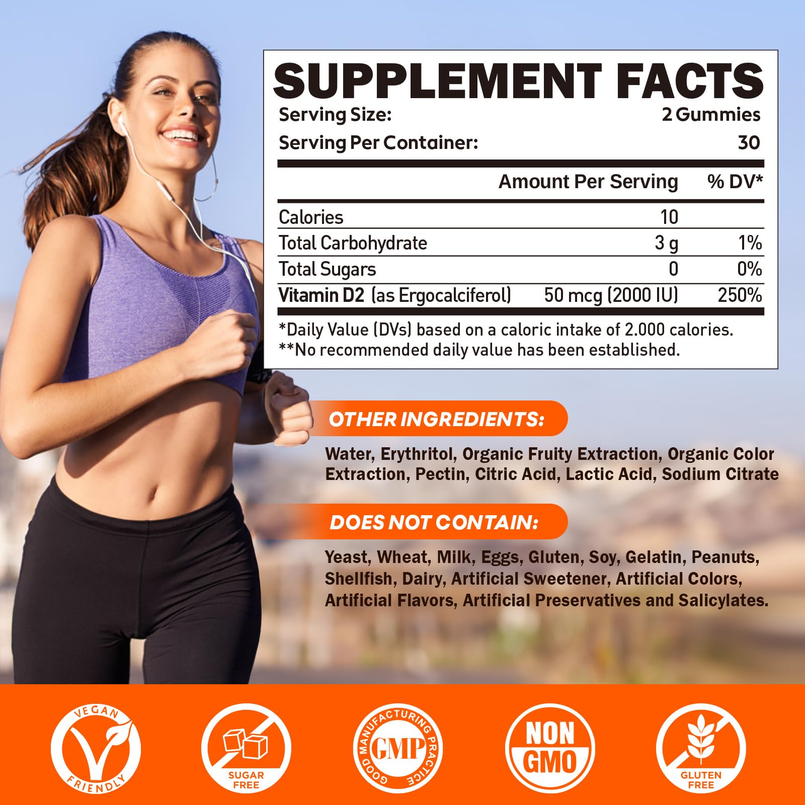 duwhot Vitamin D2 Gummies bottle showing label, 2000 IU