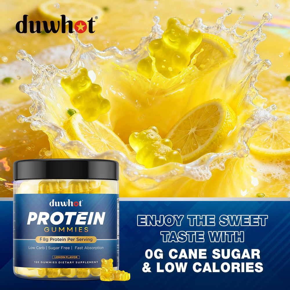 duwhot Whey Protein Gummies lemon on-the-go scene suggests easy daily protein.
