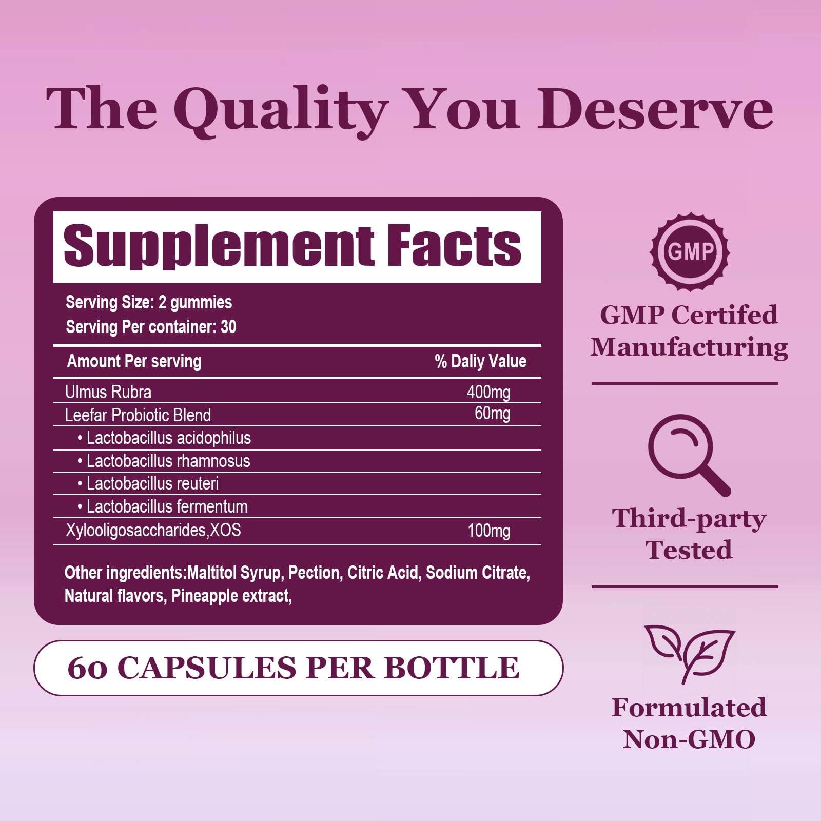 Gummies with pineapple flavor next to the bottle