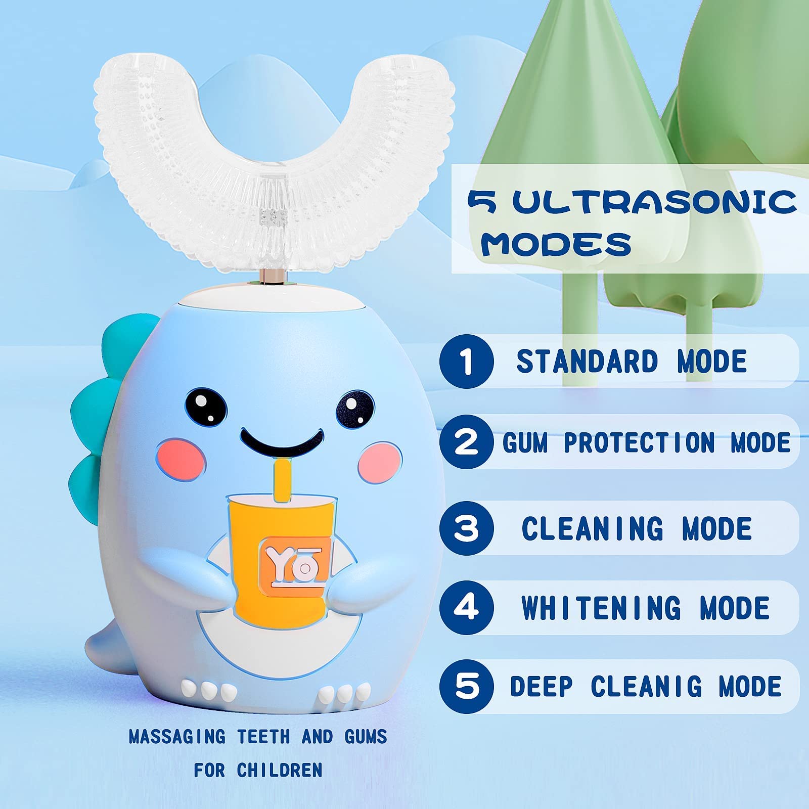 Two food-grade silicone U-shaped brush heads
