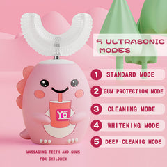 Close-up of U-shaped silicone brush head for kids