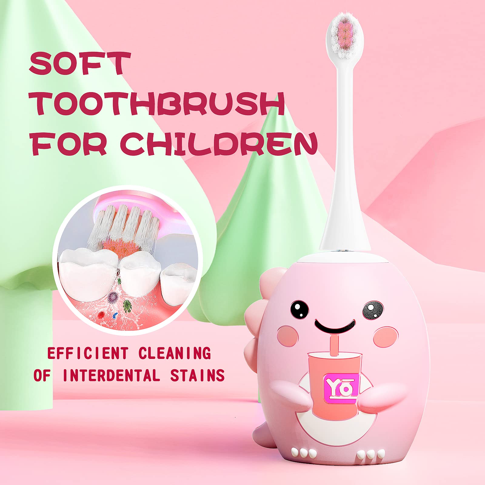 Two silicone U-shaped brush heads and two soft brush heads