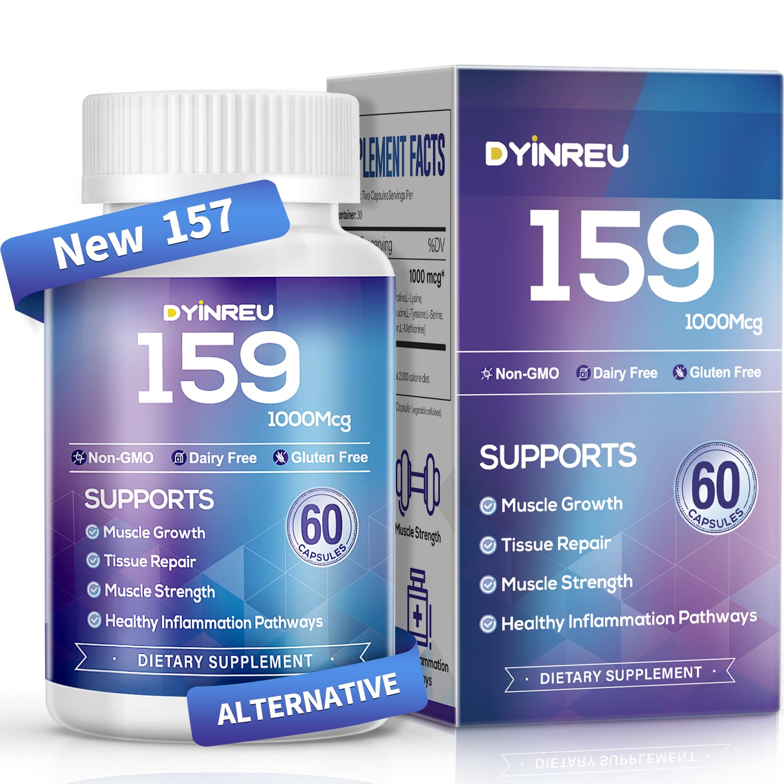 DYINREU 159 Capsules bottle on white background