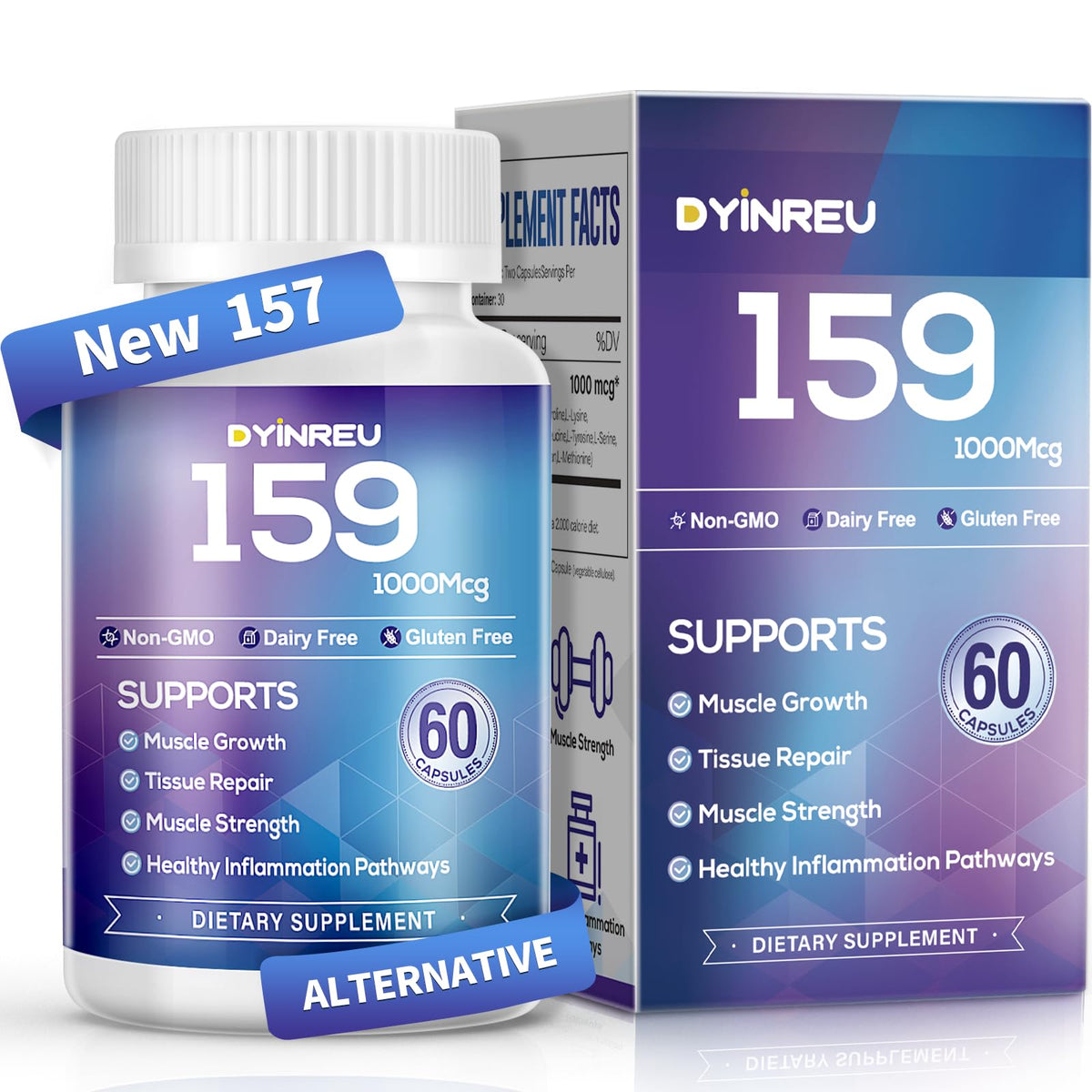 DYINREU 159 Capsules bottle on white background
