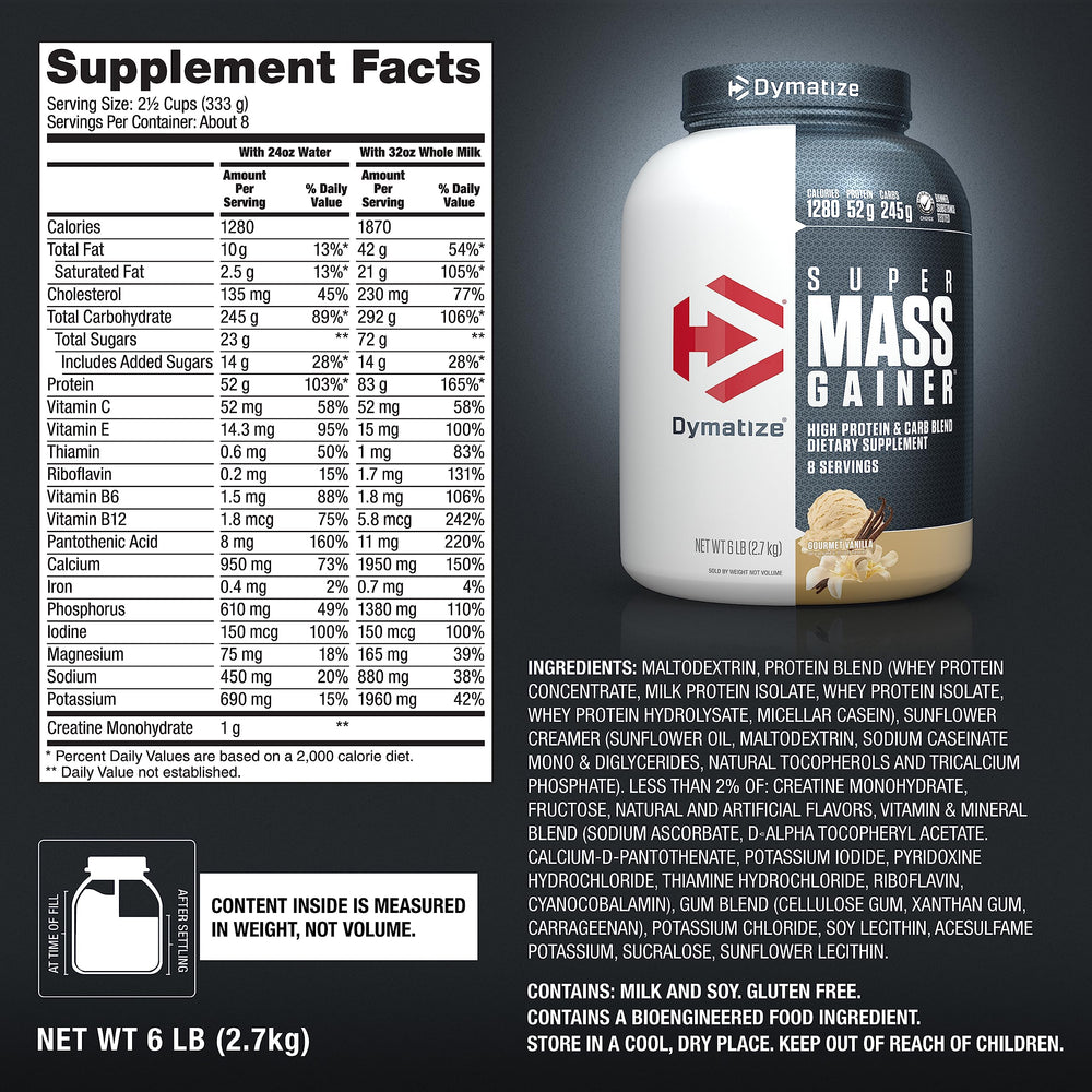 Nutrition panel showing 52g protein per serving
