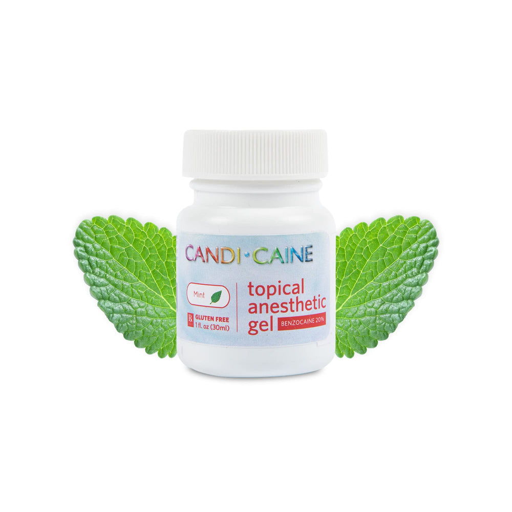 Dynamic Dental Candi Caine 1 oz Mint Flavor topical anesthetic gel bottle