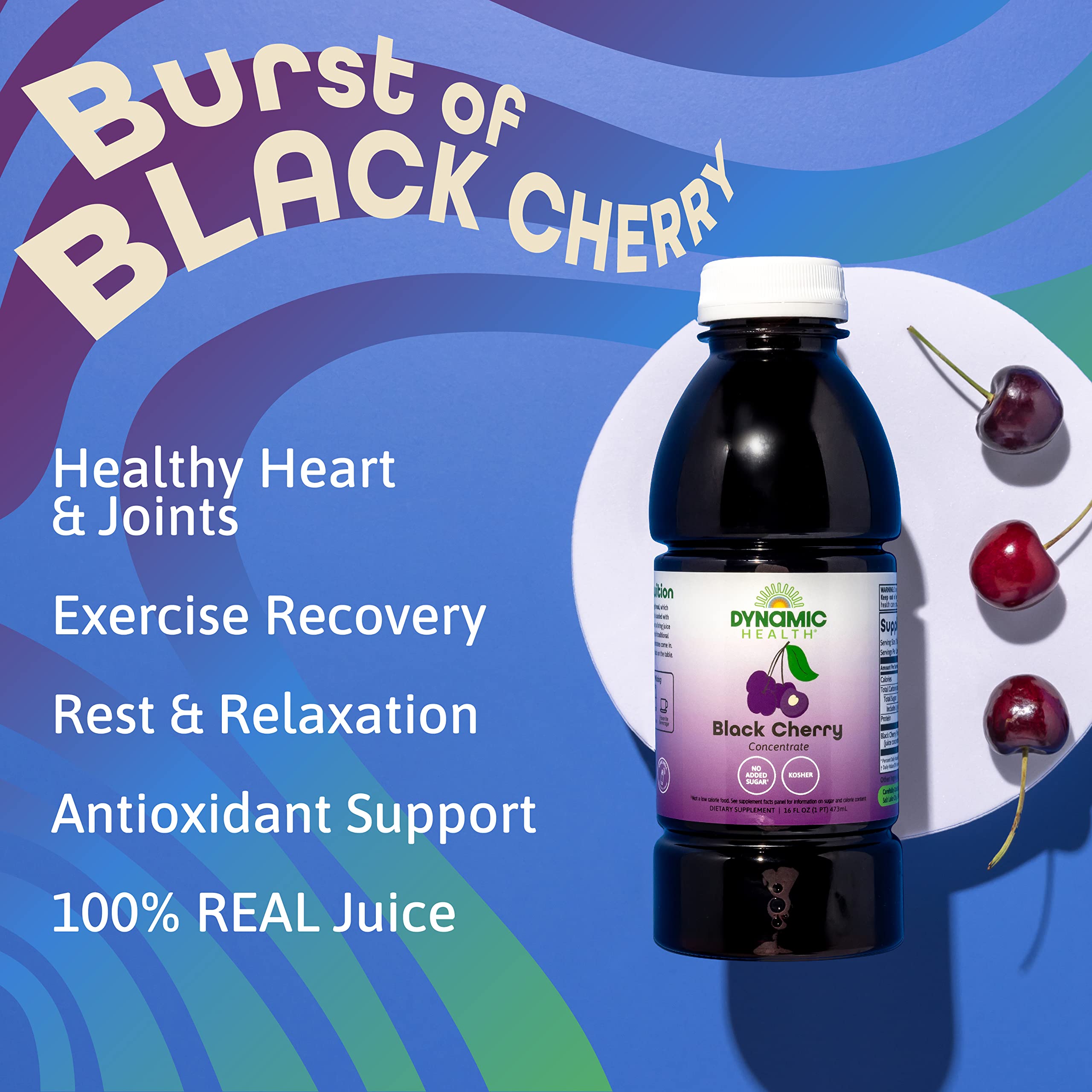 Pouring Dynamic Health Black Cherry Juice Concentrate into a glass