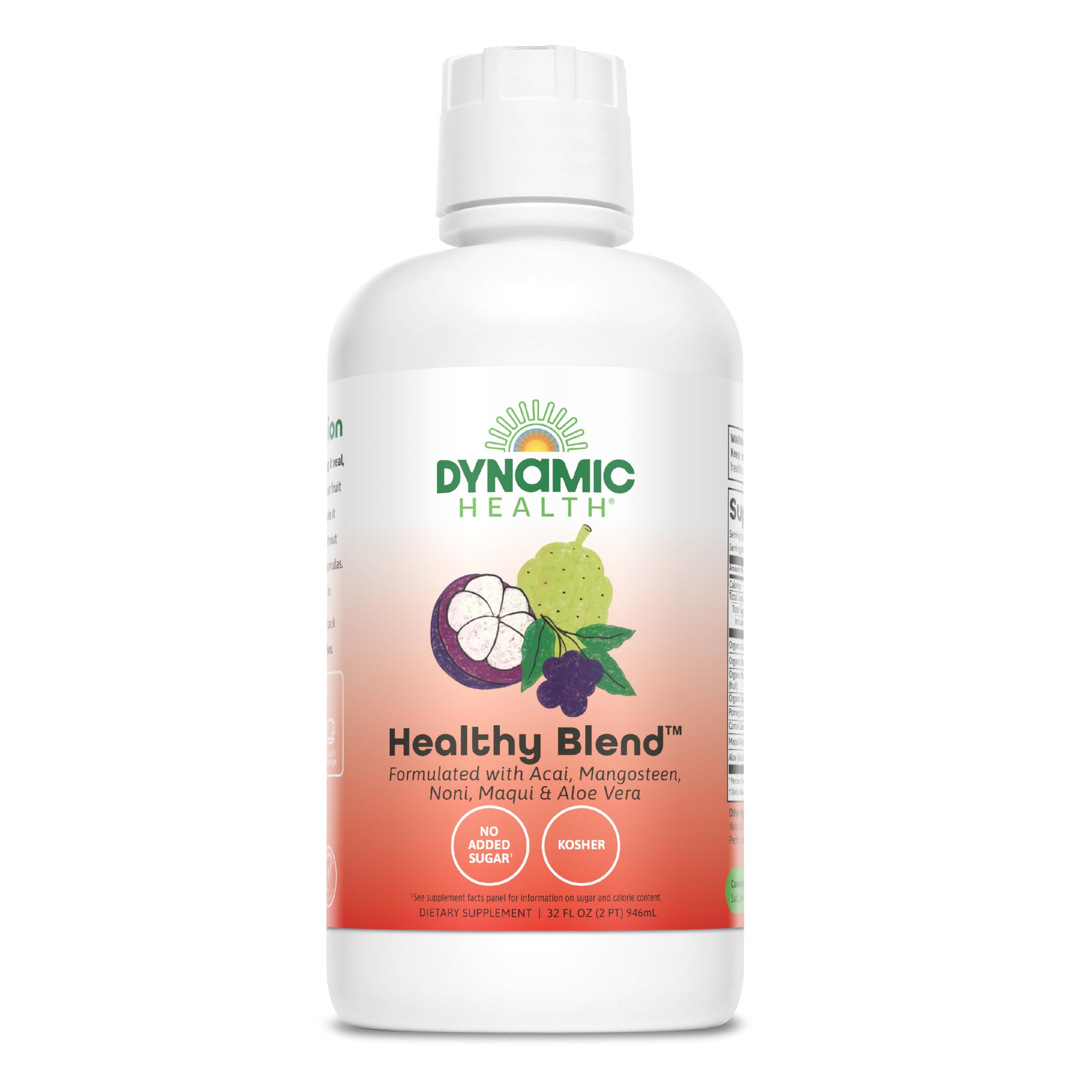Dynamic Health Healthy Blend acai bottle pour shows antioxidant-rich juice
