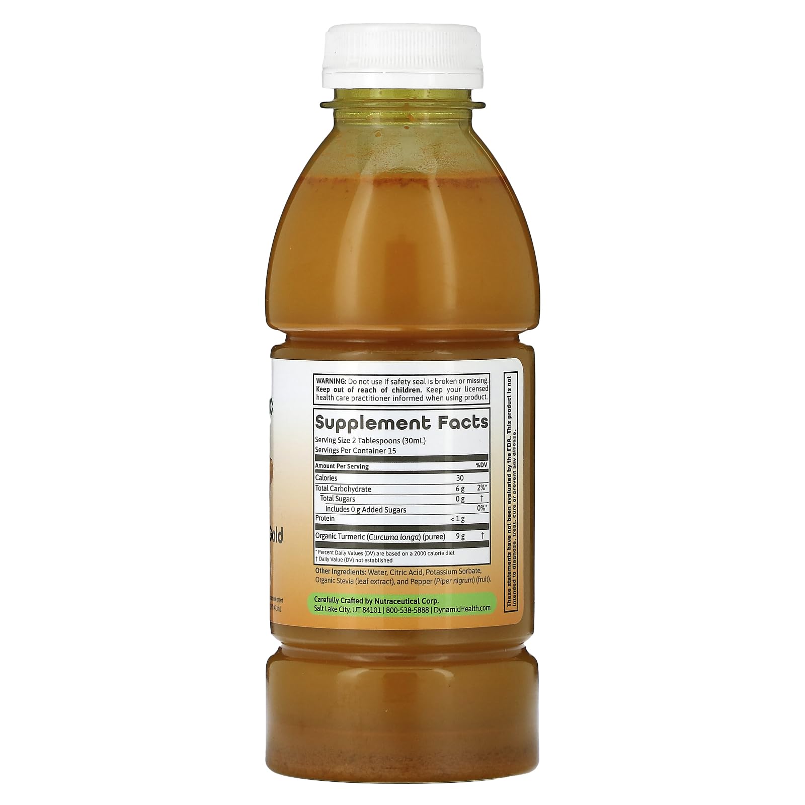 Dynamic Health Turmeric Gold bottle side view