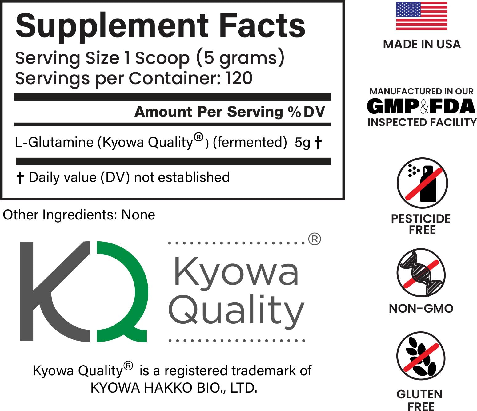 E1P L-Glutamine 600g non-GMO, halal and kosher certified