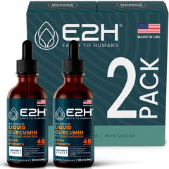 E2H Turmeric Curcumin Drops with Black Pepper bottle close-up