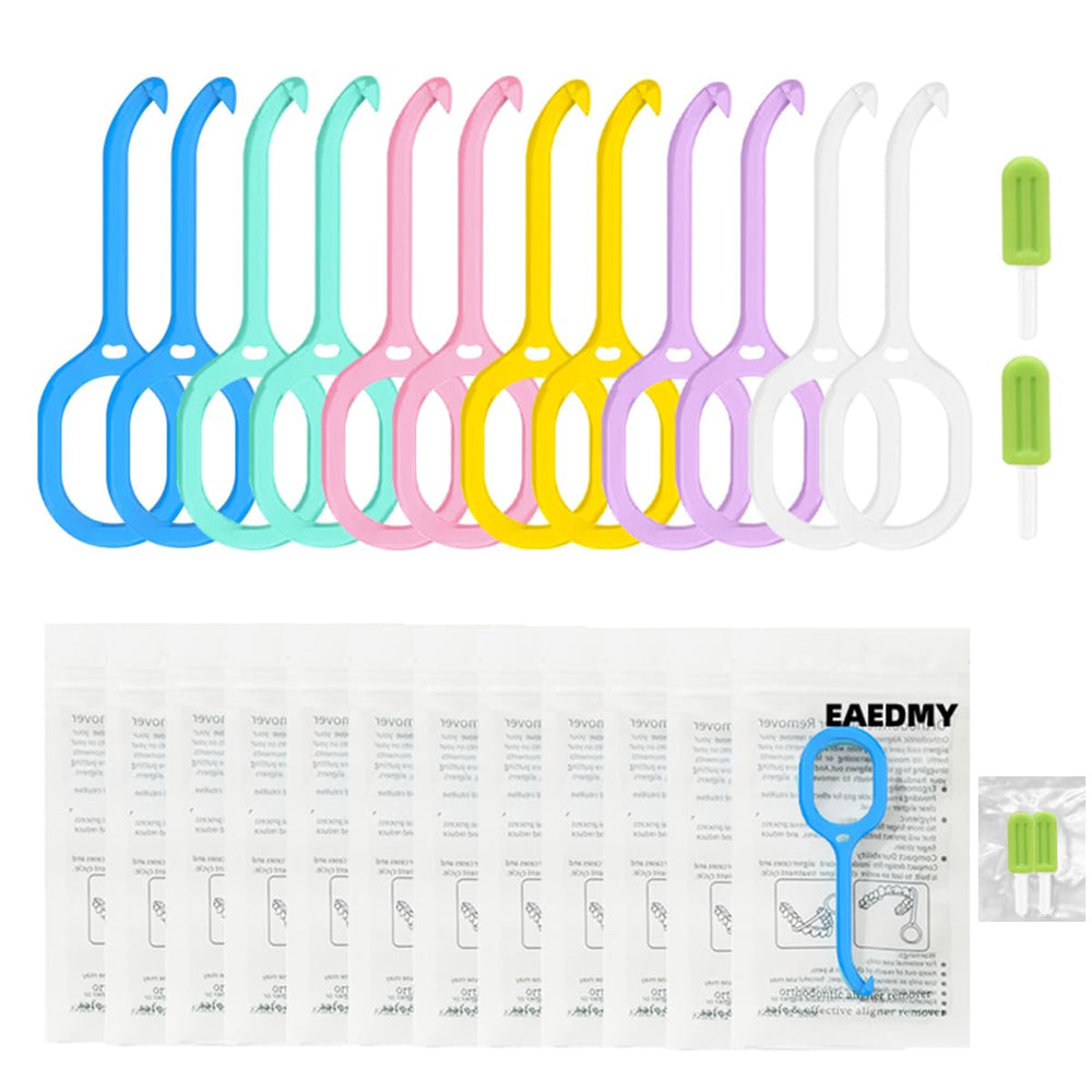 EAEDMY 12 clear aligner removal tools and 2 chewies set