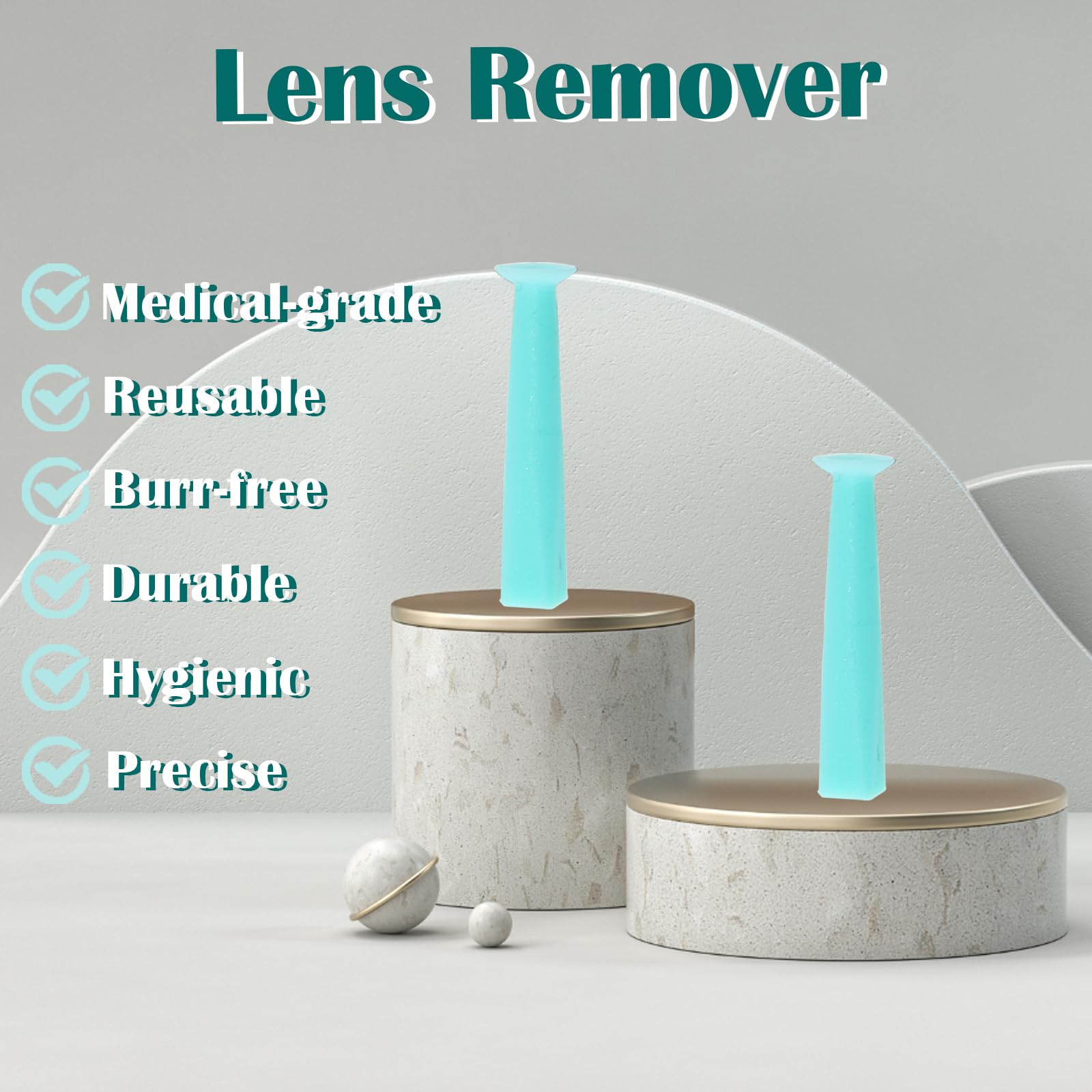 Food-grade silicone lens remover tip for RGP lenses