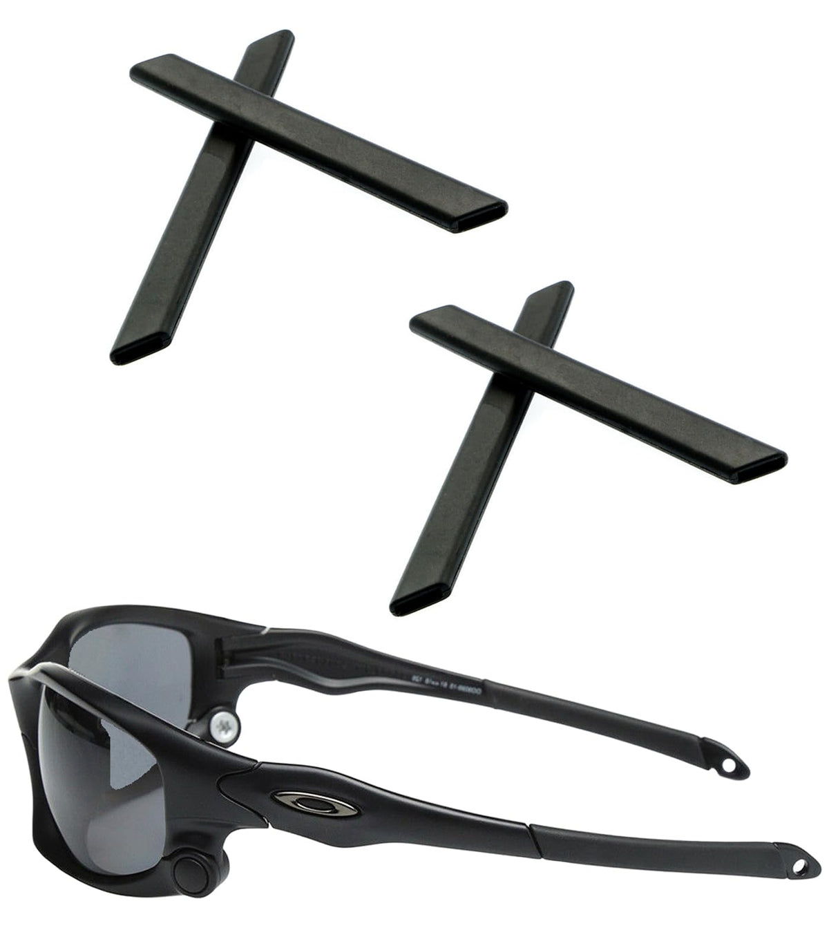 Two pairs of Oakley earsocks for Split Jacket and racing frames in black rubber