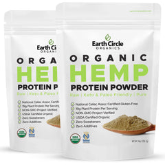 Earth Circle Organics hemp protein powder bag front highlighting gluten-free plant protein option