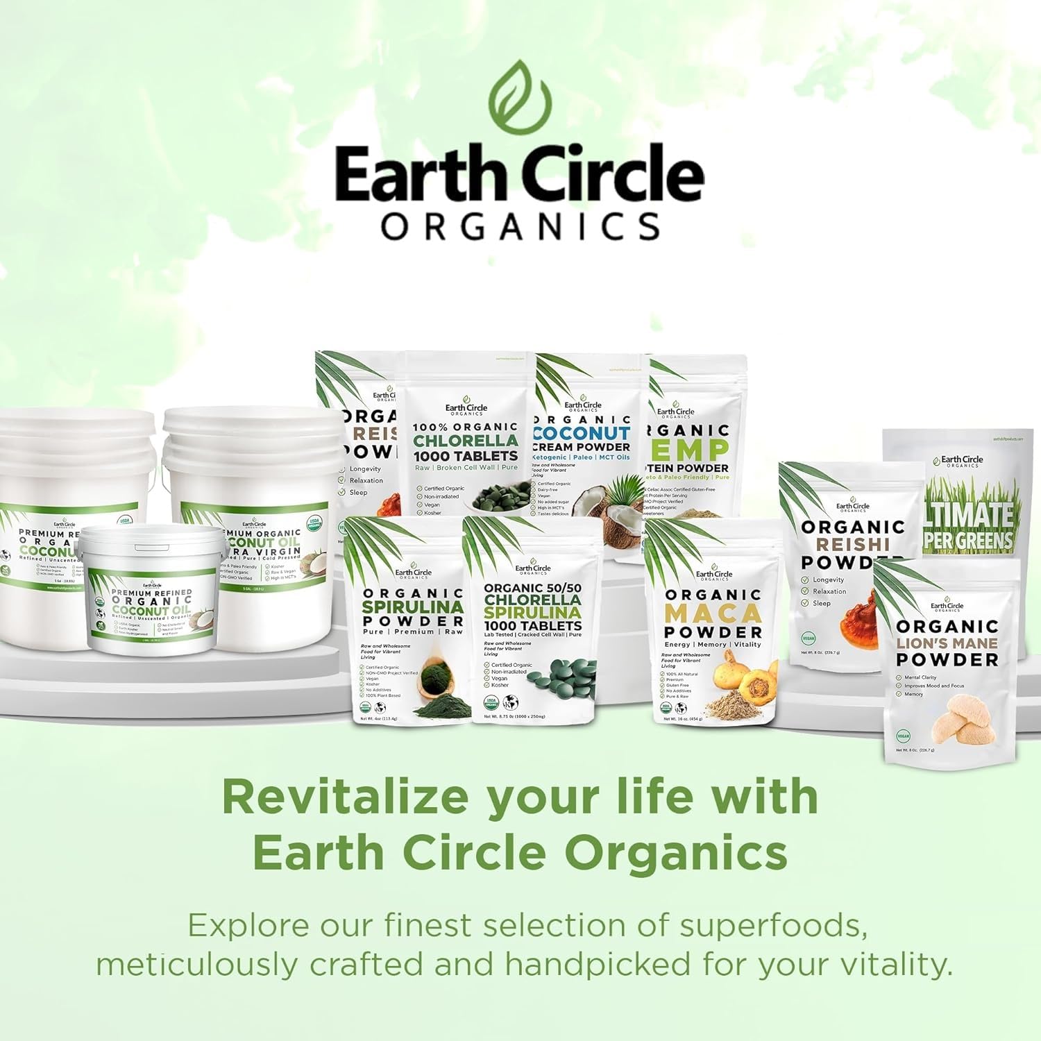 Earth Circle Organics hemp protein powder bag open with scoop for quick protein boost